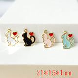 50pcs Alloy Drop Oil Cat/Moon Floating Locket Charms DIY Jewelry