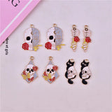 50pcs/lot Cartoon Skull/Rose Flowers Metal Charms DIY Jewelry