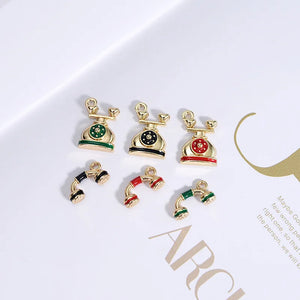 50pcs Alloy Cartoon Telephone Metal Charms DIY Earring Accessory