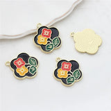 50pcs Alloy Cartoon Flowers Floating Locket Charms DIY Jewelry Pendant