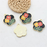 50pcs Alloy Cartoon Flowers Floating Locket Charms DIY Jewelry Pendant