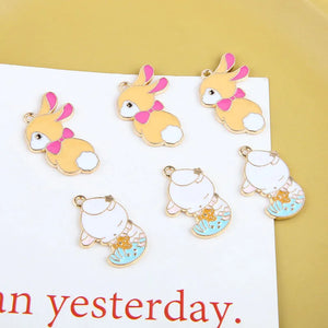 50pcs Cartoon Rabbits/Dolls Allo Floating Locket Charms DIY Jewelry Keychain