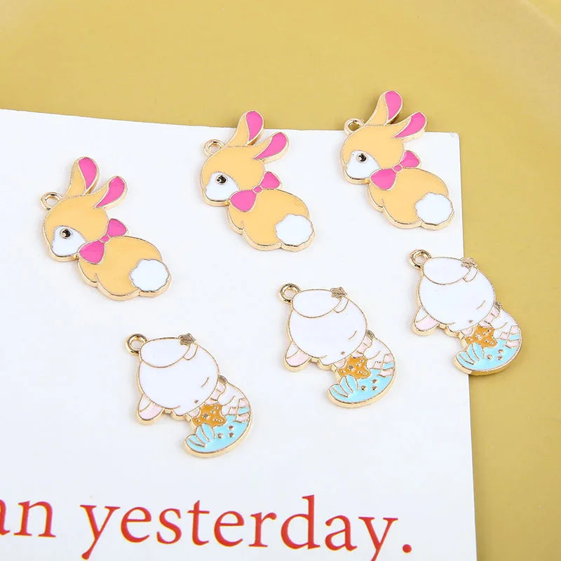 50pcs Cartoon Rabbits/Dolls Allo Floating Locket Charms DIY Jewelry Keychain