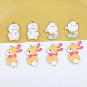 50pcs Cartoon Rabbits/Dolls Allo Floating Locket Charms DIY Jewelry Keychain