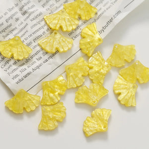 50pcs Autumn Yellow Ginkgo Biloba Leaf Acrylic DIY Earring Accessory