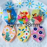 50pcs Cartoon Flower/Animal Print Acrylic Beads DIY Jewelry Earring Accessory
