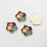50pcs Cartoon Flower Core Alloy Drop Oil Charms DIY Jewelry Keychain Pendant
