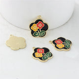 50pcs Cartoon Flower Core Alloy Drop Oil Charms DIY Jewelry Keychain Pendant
