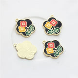 50pcs Cartoon Flower Core Alloy Drop Oil Charms DIY Jewelry Keychain Pendant