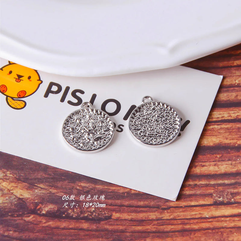 50pcs Cartoon Flowers Alloy Locket Charms DIY Earring Accessory