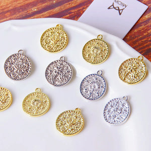 50pcs Cartoon Flowers Alloy Locket Charms DIY Earring Accessory