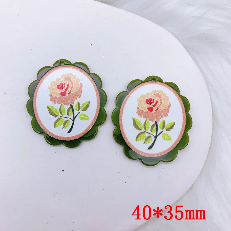 50pcs Cartoon Flowers Geometry Acrylic Beads DIY Jewelry Earring Accessory