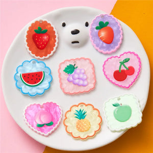 50pcs Fruit Pattern Print Acrylic Beads DIY Earring Accessory