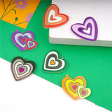 50pcs Cartoon Print Geoemtry Hearts Acrylic Beads DIY Jewelry Earring Accessory