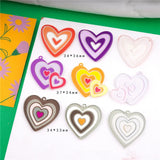 50pcs Cartoon Print Geoemtry Hearts Acrylic Beads DIY Jewelry Earring Accessory