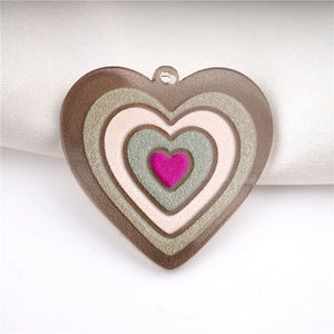 50pcs Cartoon Print Geoemtry Hearts Acrylic Beads DIY Jewelry Earring Accessory