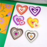 50pcs Cartoon Print Geoemtry Hearts Acrylic Beads DIY Jewelry Earring Accessory