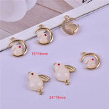 50pcs Cartoon Rabbit & Moon Alloy Floating Locket Charms DIY Jewelry Pendant