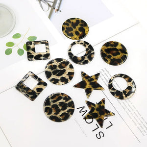 50pcs Leopard Print Acrylic Beads DIY Jewelry Earring Accessory
