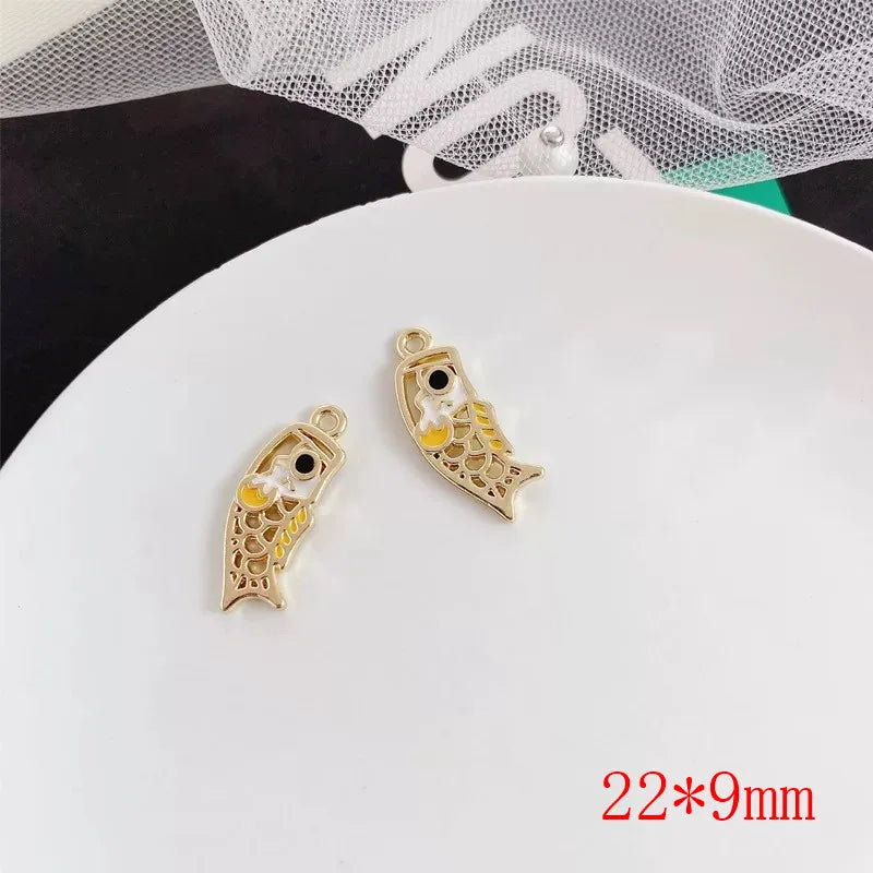 50pcs/lot Cartoon Fish Alloy Floating Locket Charms DIY Jewelry Accessory