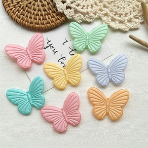 50pcs Rubber Paint Butterfly Resin Beads DIY Earring Accessory