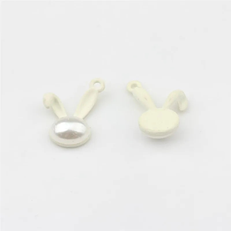 50pcs Rubber Paint Rabbit Heads Alloy Floating Locket Charms DIY Jewelry Making