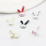 50pcs Rubber Paint Rabbit Heads Alloy Floating Locket Charms DIY Jewelry Making