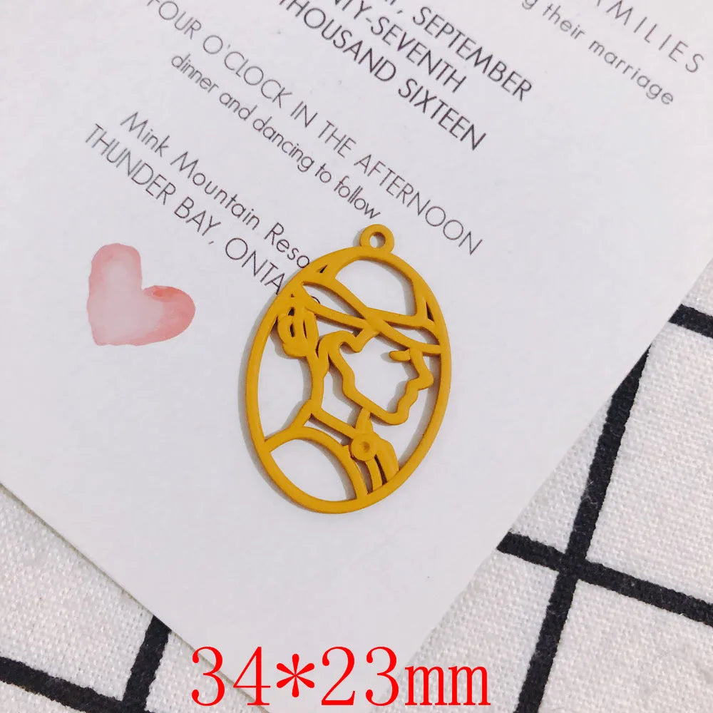 50pcs Rubber Paint Girls Geometry Ovals Alloy Floating Locket Charm