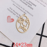 50pcs Rubber Paint Girls Geometry Ovals Alloy Floating Locket Charm