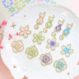 50pcs Cartoon Flowers/Cats Floating Locket Charms Earring Accessory