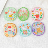 50pcs Animals Rabbits/Flowers Print Acrylic Beads DIY Jewelry Accessory