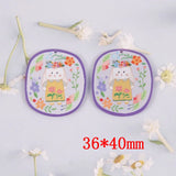 50pcs Animals Rabbits/Flowers Print Acrylic Beads DIY Jewelry Accessory