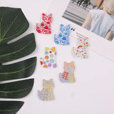 50pcs Flowers Pattern Print Acrylic Beads DIY Jewelry Earring/Accessory