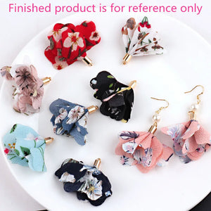 50pcs Chiffon Tassel/Bowknots Floral Print Earring/Garment Accessory