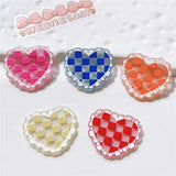 50pcs Grid Pattern Heart Shape Acrylic Beads DIY Earring Pendant