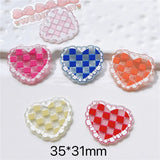 50pcs Grid Pattern Heart Shape Acrylic Beads DIY Earring Pendant