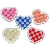 50pcs Grid Pattern Heart Shape Acrylic Beads DIY Earring Pendant