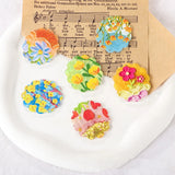 50pcs Oil Painting Oval Shape Acrylic Beads DIY Earring/Garment Pendant