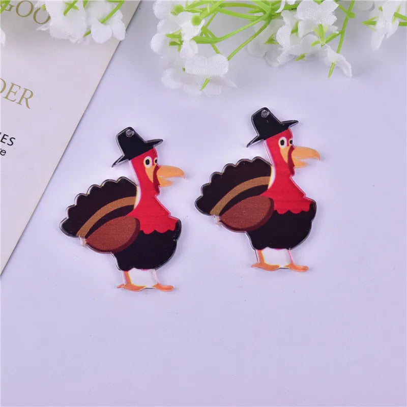 50pcs Cartoon Animals Acrylic Beads DIY Earring Garment Pendant Accessory