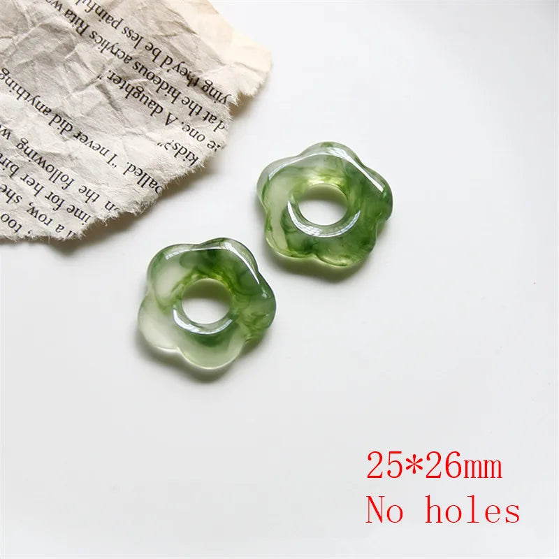 50pcs Resin Beads Cartoon Flowers Shape DIY Jewelry Earring Accessory