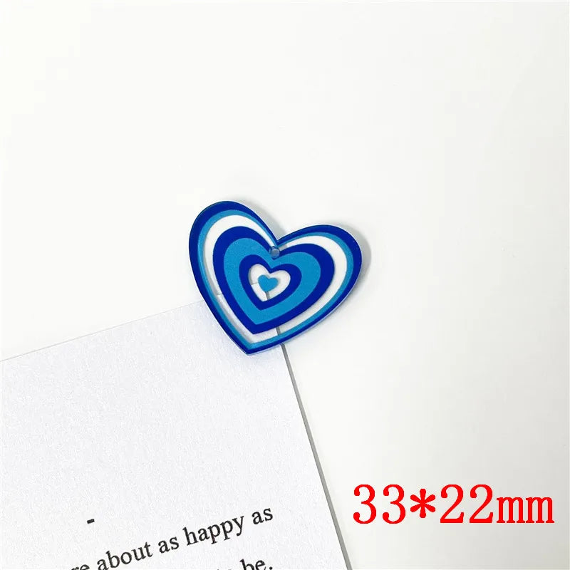 50pcs Cartoon Hearts Acrylic Beads DIY Jewelry Earring Garment Pendant