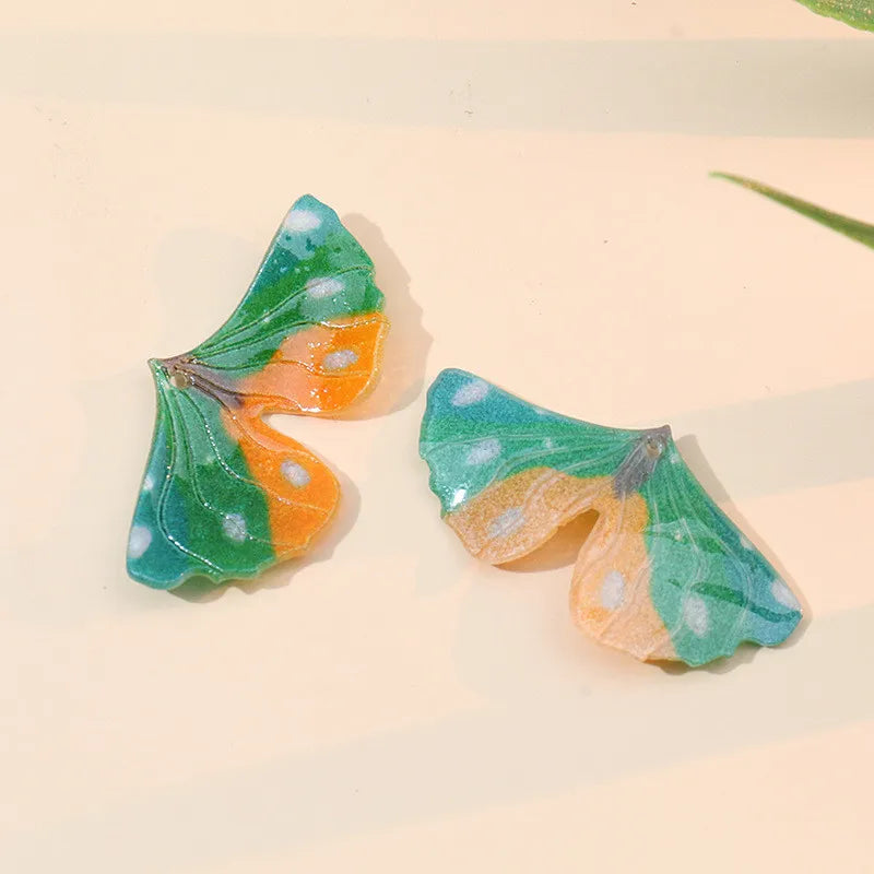 50pcs/lot Cartoon Leaves Acrylic Beads DIY Jewelry, Earring & Garment Pendant
