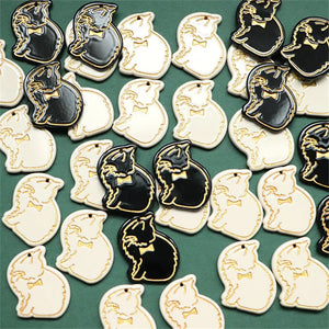 50pcs Cartoon Bow Cats Acrylic Beads DIY Earring/Garment Pendant Accessory