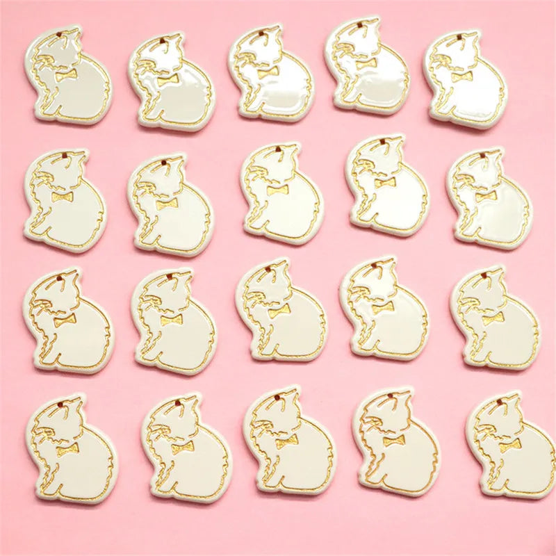50pcs Cartoon Bow Cats Acrylic Beads DIY Earring/Garment Pendant Accessory