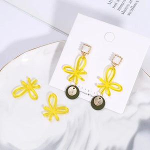 50pcs Cartoon Bow Flowers Acrylic Beads DIY Jewelry Earring Accessory