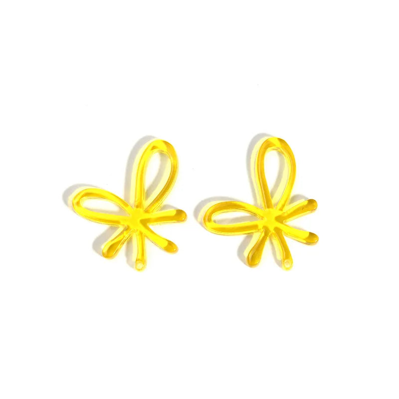 50pcs Cartoon Bow Flowers Acrylic Beads DIY Jewelry Earring Accessory