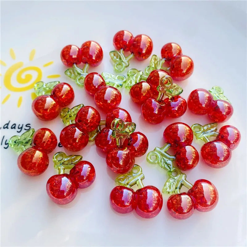 50pcs Cherry Shape Acrylic Beads for DIY Jewelry Making