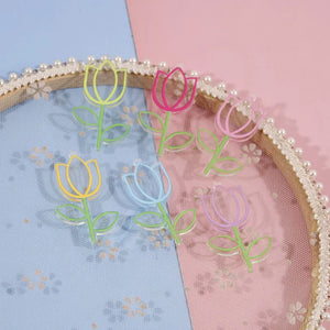 50pcs/lot Cartoon Tulip Acrylic Floral Beads DIY Jewelry Earring Pendant