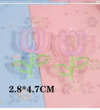 50pcs/lot Cartoon Tulip Acrylic Floral Beads DIY Jewelry Earring Pendant