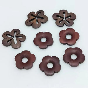 50pcs Cartoon Geometry Flowers Wood Beads DIY Jewelry Earring Accessory